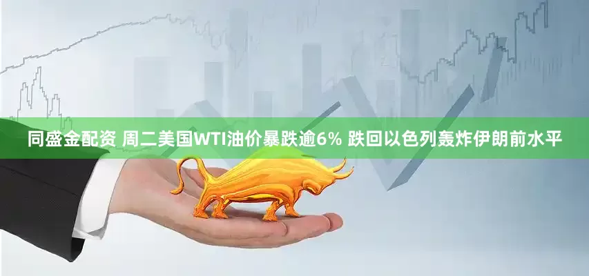 同盛金配资 周二美国WTI油价暴跌逾6% 跌回以色列轰炸伊朗前水平